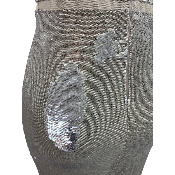Julia Jordan Sequin Silver Dress Sleeveless Women Gold Tone Bodycon Stretch Sz 8
