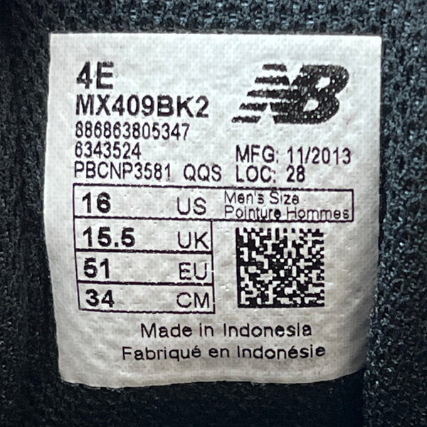 New Balance Men's All Black MX409 Training Shoes Sz 16 - NWOB