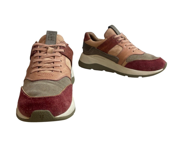 Frye Women's Pink Brown Leather Sport Stud Shoes Sz 8M
