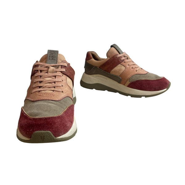 Frye Women's Pink Brown Leather Sport Stud Shoes Sz 8M