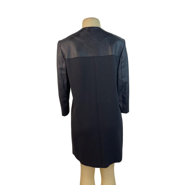 Ann Taylor Womens Black Long Sleeve Faux Leather Panel Coat Size M