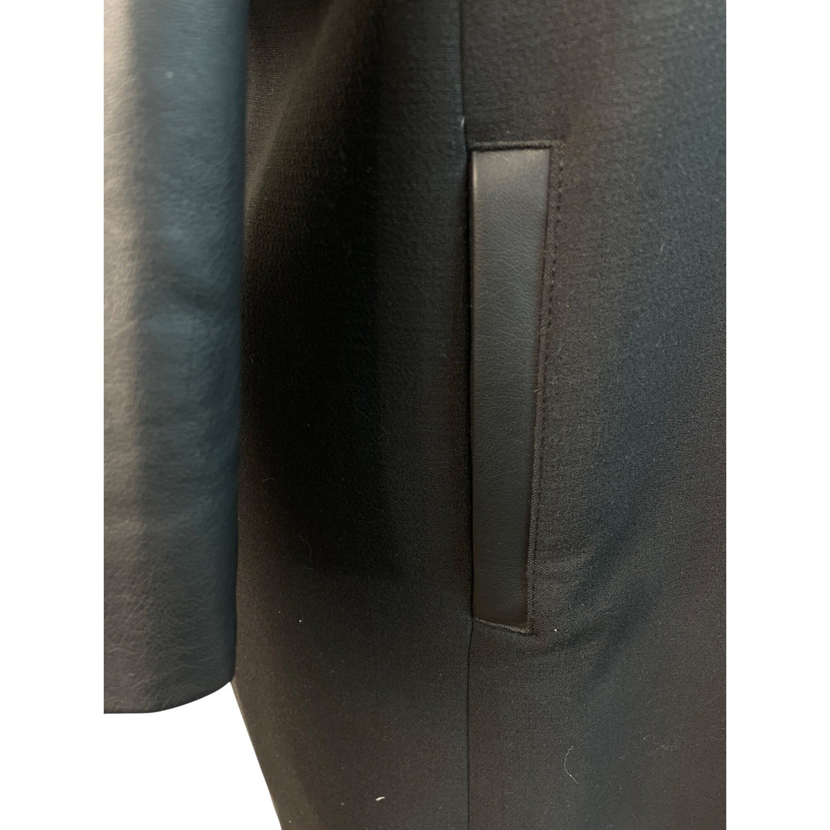 Ann Taylor Womens Black Long Sleeve Faux Leather Panel Coat Size M
