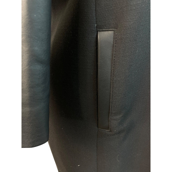 Ann Taylor Womens Black Long Sleeve Faux Leather Panel Coat Size M