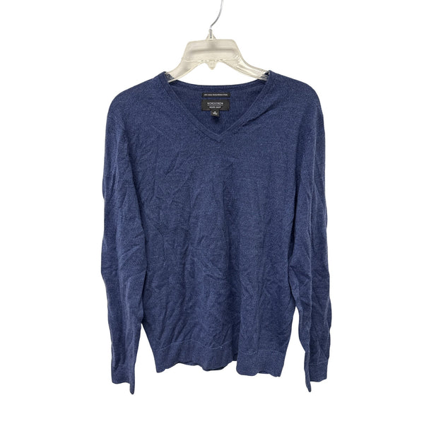 Nordstrom Mens Blue Italian Merino Wool V-Neck Sweater Size M Comfortable Lightweight