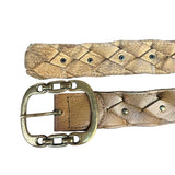 Genuine Leather Womens Brown Braided Belt With Brass Buckle Size Large