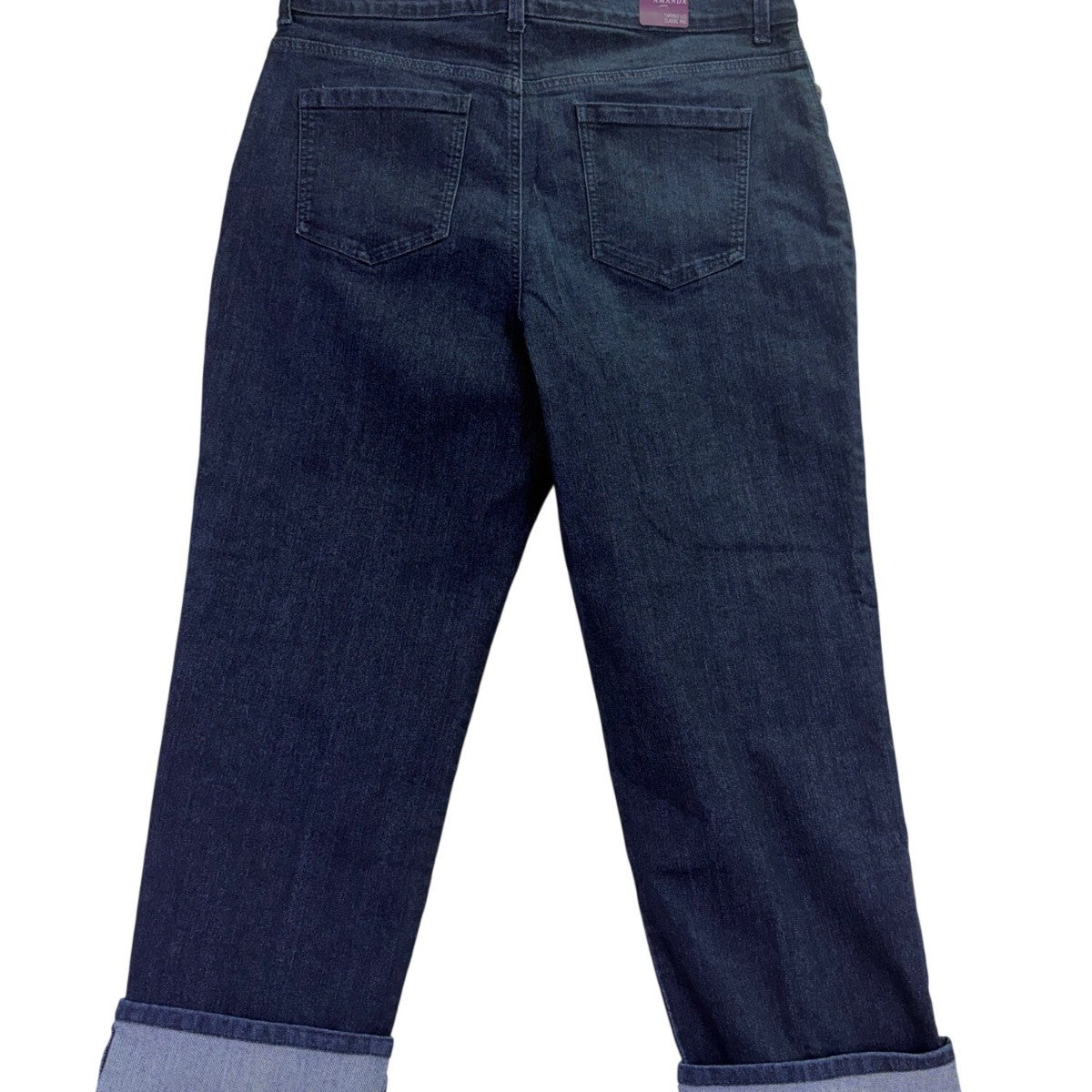 Gloria Vanderbilt Womens Dark Wash Denim Amanda Cuffed Capri Jeans Size 16S