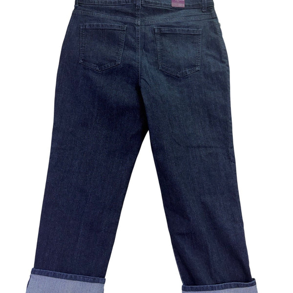 Gloria Vanderbilt Womens Dark Wash Denim Amanda Cuffed Capri Jeans Size 16S