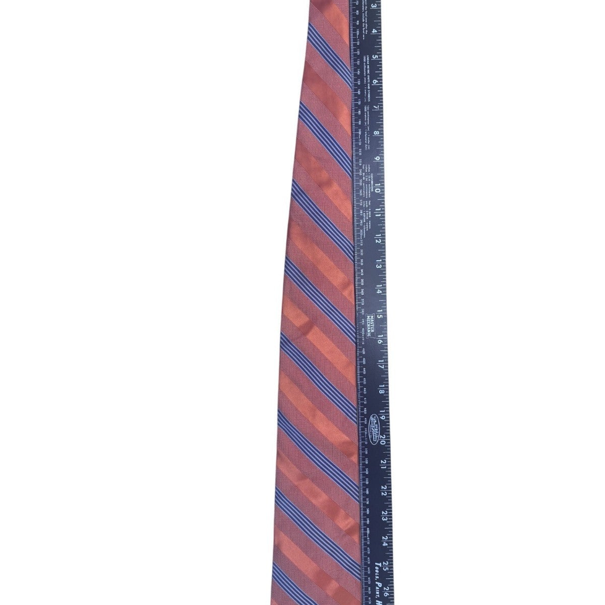 Tommy Hilfiger Men’s Orange Blue 100% Silk Striped Necktie Made In USA