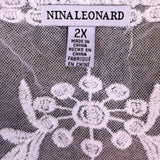 Nina Leonard Womens White & Yellow Lace Embroidered Open Front Topper Sz 2X