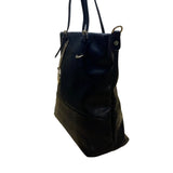 Mia K Farrow Women’s Black Faux Leather Gold Accents Zipper Pockets Tote Bag
