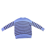 Loft Womens Light Blue & Brown Knit Striped Pullover Sweater Size XL