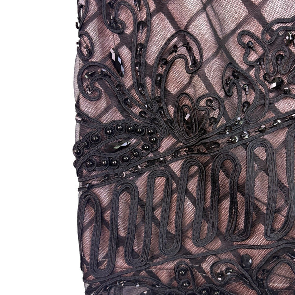 Eureka Womens Black & Nude Sleeveless Beaded Sheath Dress Size L