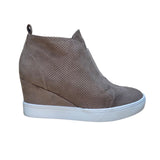 MIA Women’s Taupe Perforated Side Zipper Slip-On Arianna Wedge Sneakers Sz 7.5M