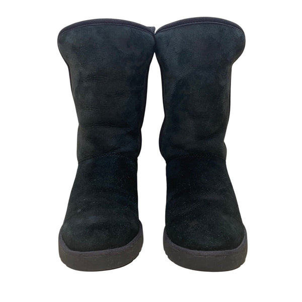 UGG Women’s Black Suede Mid-Calf Slip-On Winter Boots Size 8.5