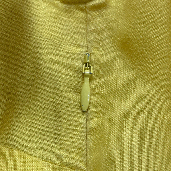 Boden Yellow Linen Sleeveless Top With Pink Trim & Embroidered Size US 6
