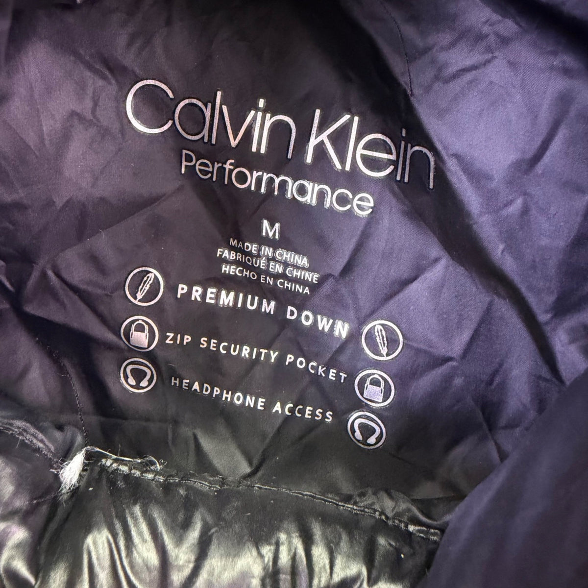 Calvin Klein Womens Black Quilted Down Puffer Vest Zip Pockets Lightweight Sz M