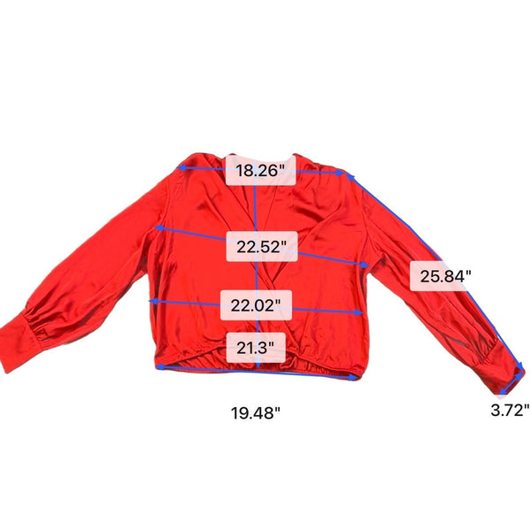 Express Womens Red Blouse Wrap Style Long Sleeve Size XL