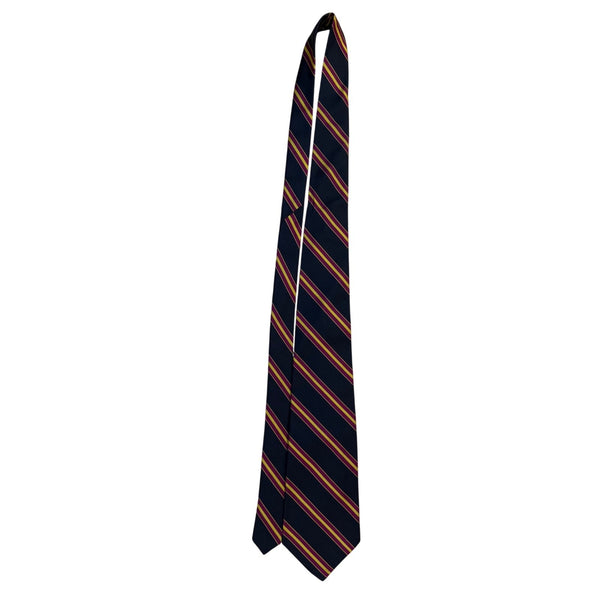 Polo Mens Navy Burgundy Gold Striped Silk Necktie Made In USA Elegant Business