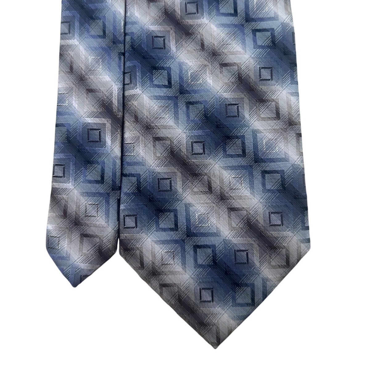 Kenneth Cole Mens Blue 100% Silk Geometric Handmade Tie Elegant Design