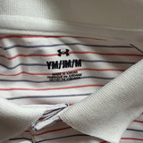 Under Armour Mens White Striped Polo Shirt UPF 50 Short Sleeve Golf Sz M