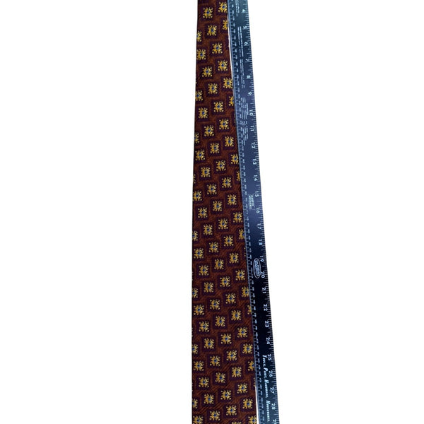 Robert Talbott Extra-Long Silk Mens Patterned Tie Brown/Yellow/Blue Hand Sewn