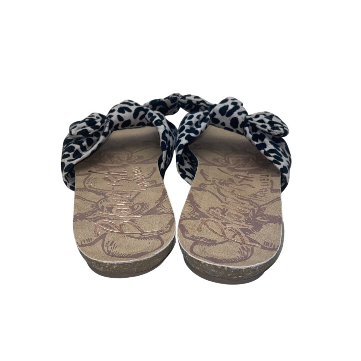 Blowfish Women’s Black & White Leopard Print Bow Detail Slide Sandals 7.5