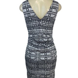 Nicole Miller Artelier Black & White Tribal Print Sleeveless Sheath Dress Sz 10