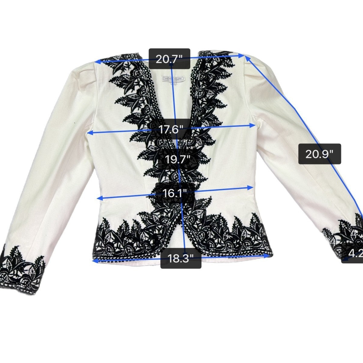 Victor Costa Women’s White & Black Dress & Blazer Set Elegant Lace Size 10
