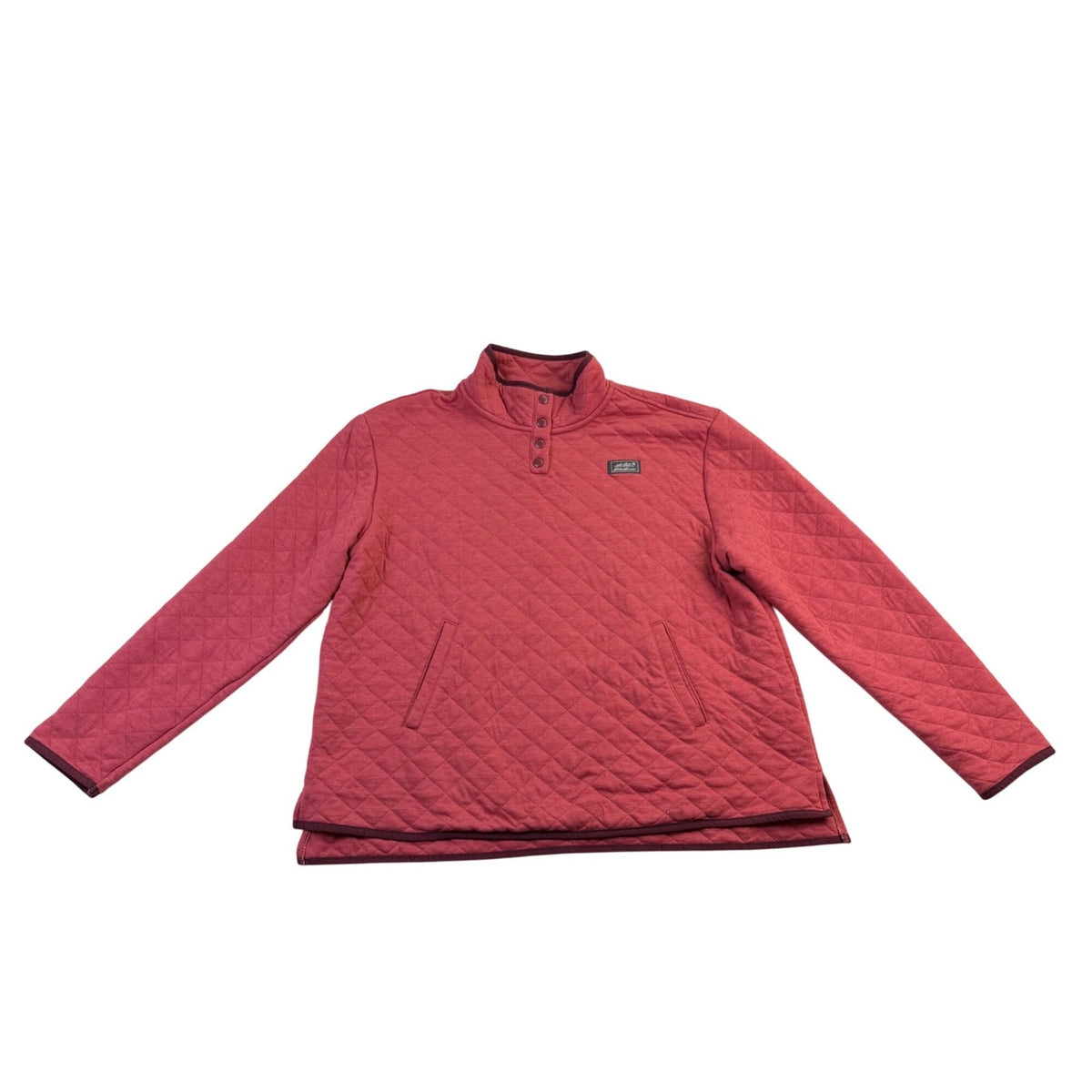 Eddie Bauer Womens Red Quilted & Mock Neck Pullover Sweatshirt Size XL 