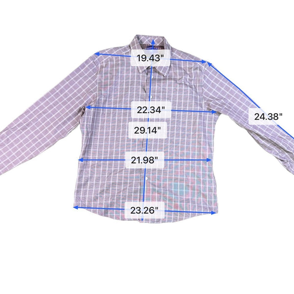 Egara Mens Burgundy White Non-Iron Plaid Button-Down Shirt Size XL