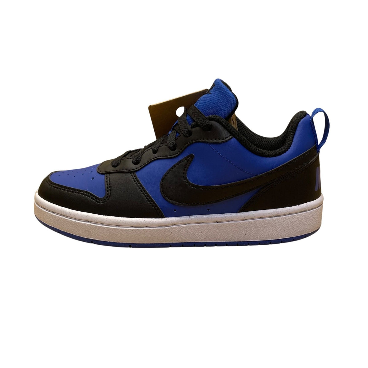 Nike Youth Black & Blue Synthetic Leather Lace-Up Casual Sneakers Size 3.5Y