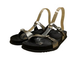 Mephisto Women’s Metallic Black With Rhinestone Buckles Strappped Sandals Sz 9