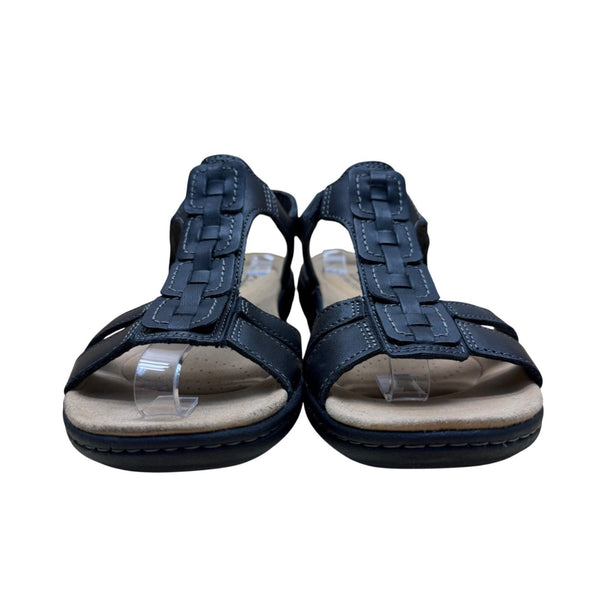 Clarks Women’s Black Leather Adjustable Strap Laurieann Kay Sandals Size 8.5M