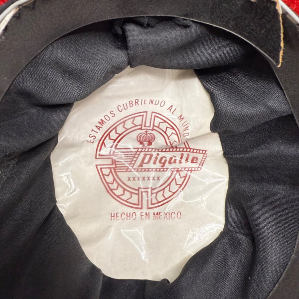 Pigalle Red & Silver Adult Mexican Sombrero Hat Velour Embroidered Traditional F