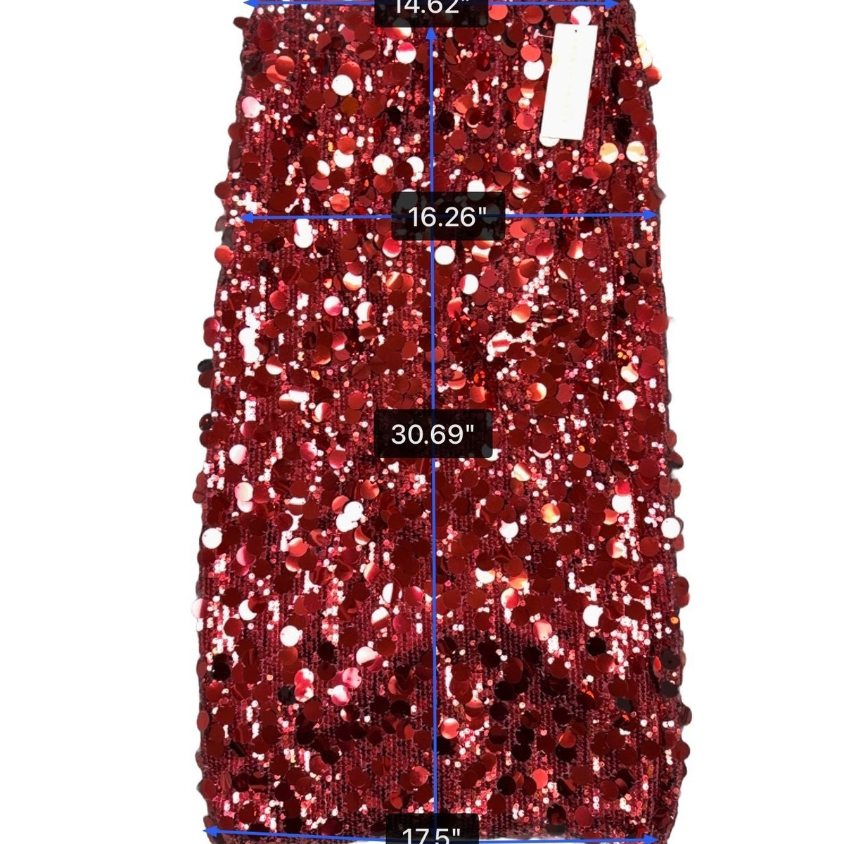Thirty/Thirty Womens Red Sequin Pencil Midi Skirt Glittery Partywear Size M