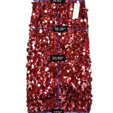 Thirty/Thirty Womens Red Sequin Pencil Midi Skirt Glittery Partywear Size M