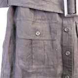Lauren Ralph Lauren Womens Black Linen Belted Button-Up Pocket Shirt Dress Sz 2P