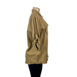 Ralph Lauren Womens Beige Linen Long Sleeve Utility Shirt Button Front Size XL