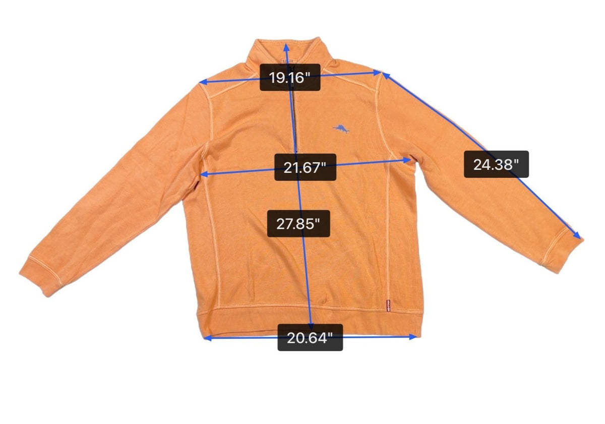 Tommy Bahama Relax Mens Orange 1/4 Zip Pullover Sweatshirt Size L