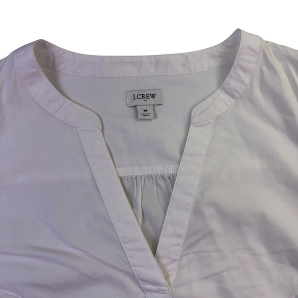 J.Crew Womens White V-Neck Puff Sleeve Top Lightweight & Stylish Sz M