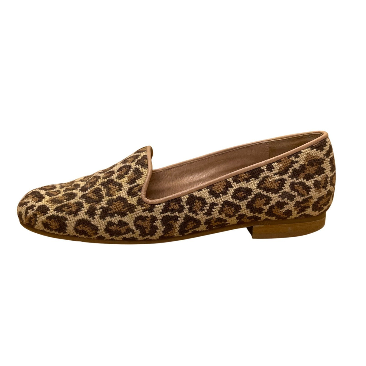 Jon Josef Women’s Brown Leopard Print Needlepoint Loafers Size 7.5