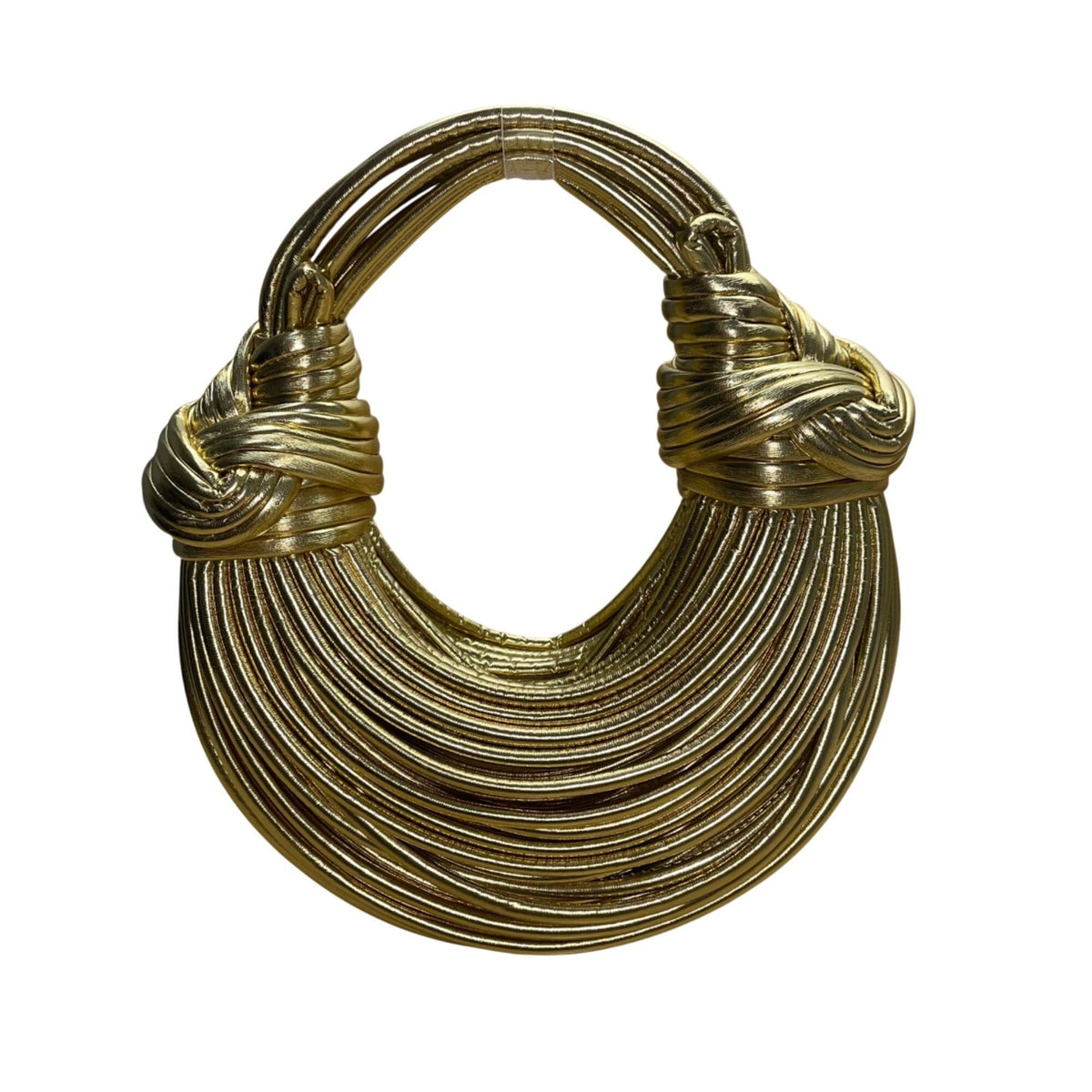 Commense Women’s Gold Faux Leather Twisted Hoop Noodle Handbag