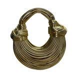 Commense Women’s Gold Faux Leather Twisted Hoop Noodle Handbag