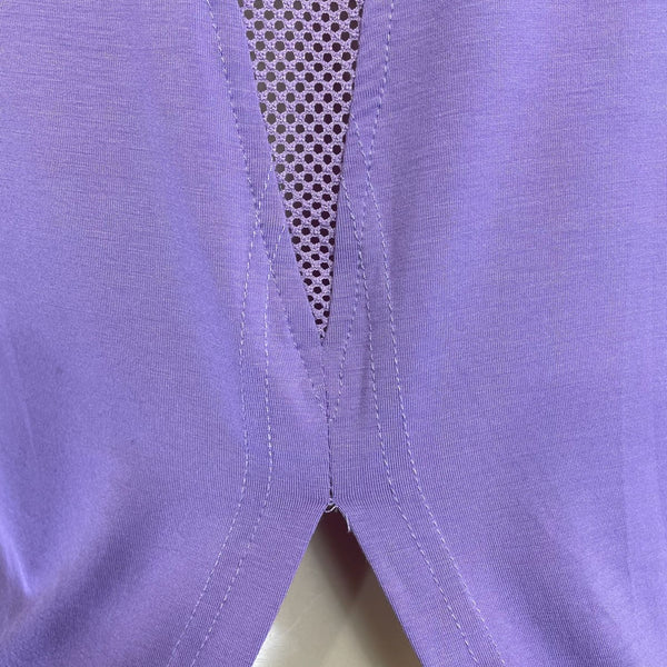 Sleeveless Purple Tank Top With Mesh Back Detail & Split Hem New