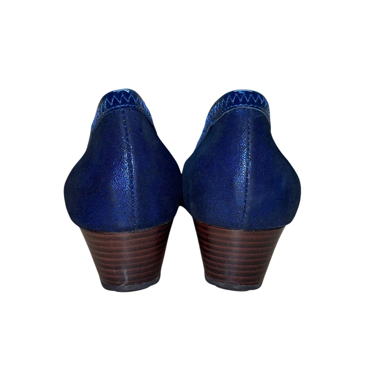 Cole Haan Women’s Cobalt Blue Sparkle & Patent Leather Milly Wedge Shoes Size 6B