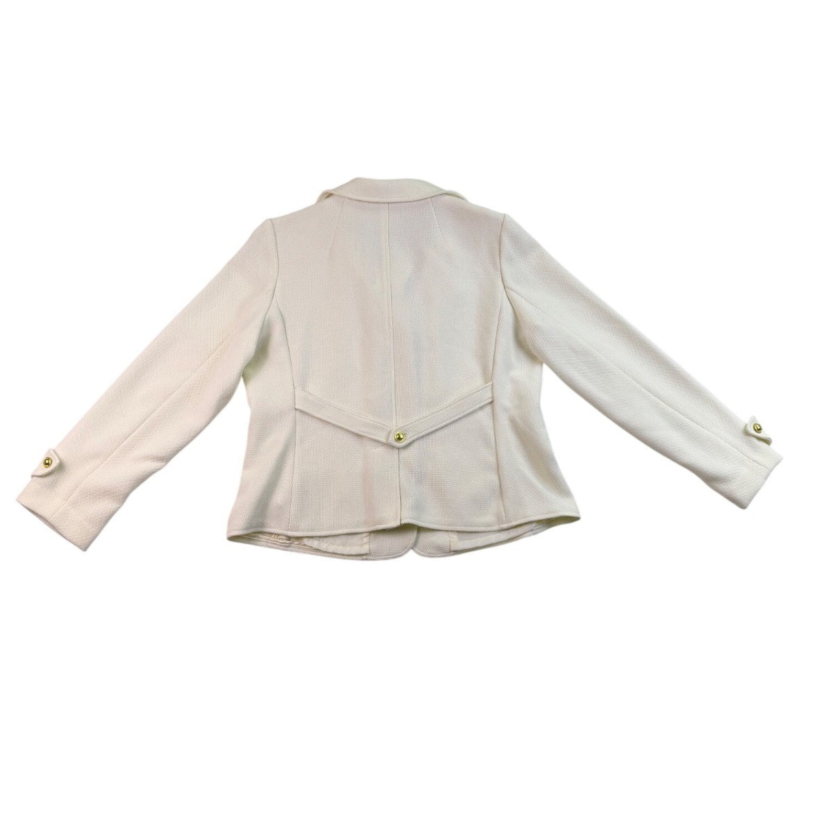 Joan Rivers Womens Ivory Blazer Jacket Large Textured Gold Button Design