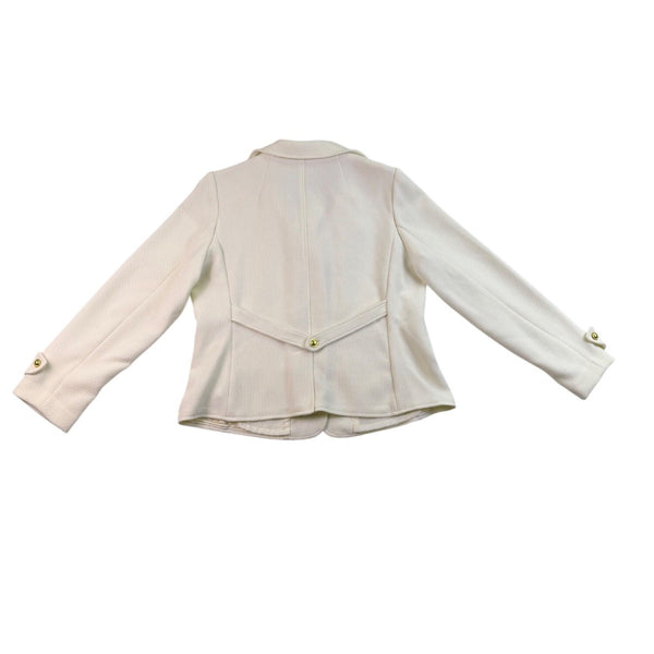 Joan Rivers Womens Ivory Blazer Jacket Large Textured Gold Button Design