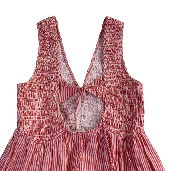 Free People Womens Pink Striped Maxi Sundress Sleeveless Smocked V-Neck Size XS