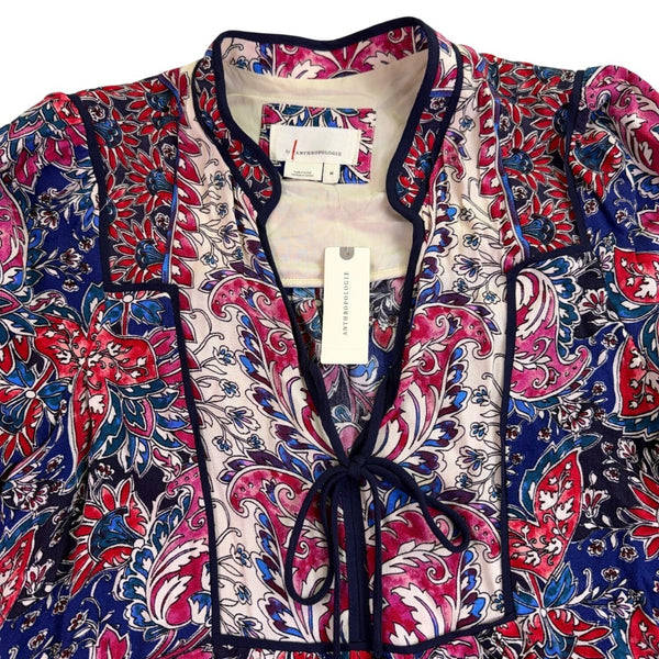 By Anthropologie Womens Multicolor 100% Viscose Printed Long Sleeve Mini Dress S