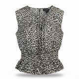 J.Crew Womens Animal Print Cotton Top  Sleeveless Fitted Waist Lightweight Sz XS